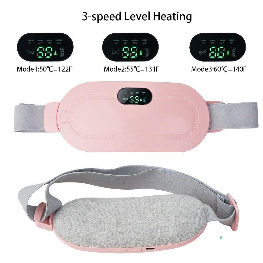 Portable Menstrual Heating Pad Smart Warm Palace Belt – Cordless Cramp Relief Massager Vibration Waist Trimmer