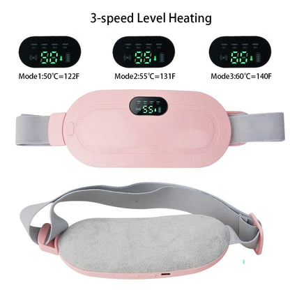 Portable Menstrual Heating Pad Smart Warm Palace Belt – Cordless Cramp Relief Massager Vibration Waist Trimmer