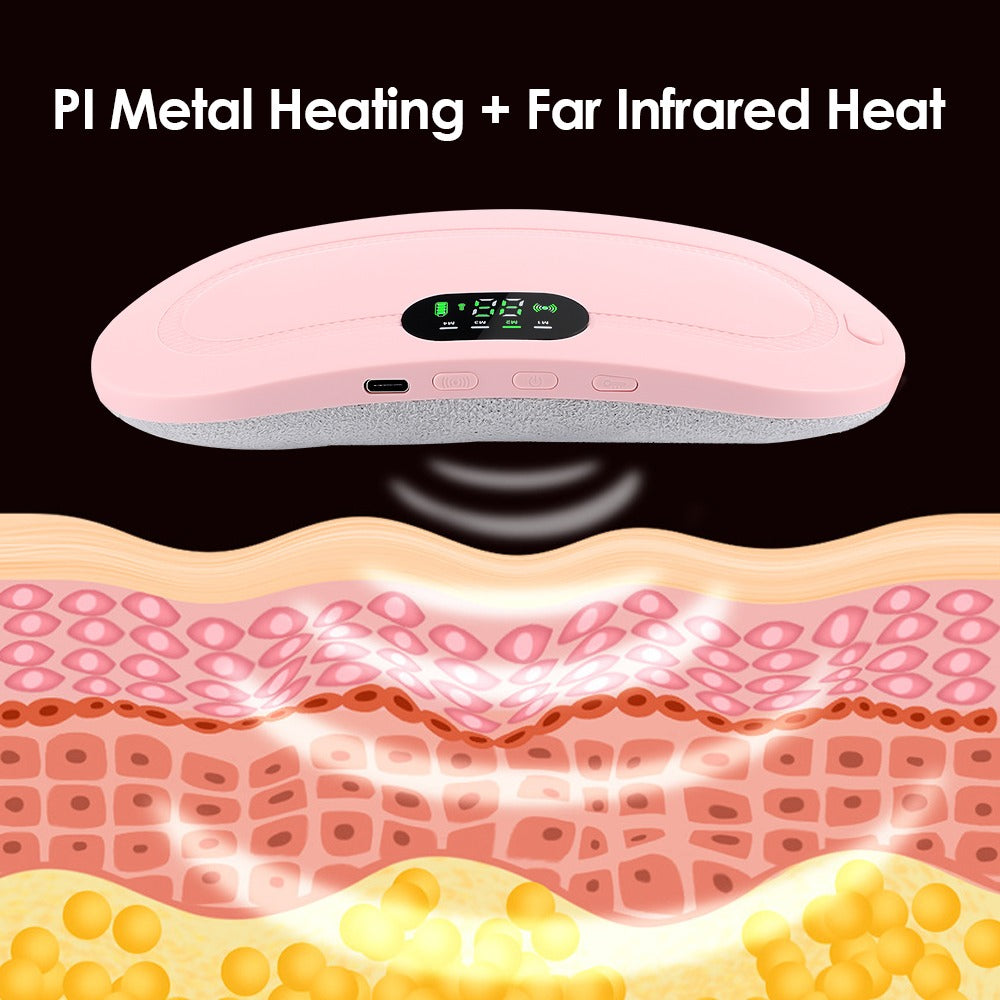 Portable Menstrual Heating Pad Smart Warm Palace Belt – Cordless Cramp Relief Massager Vibration Waist Trimmer