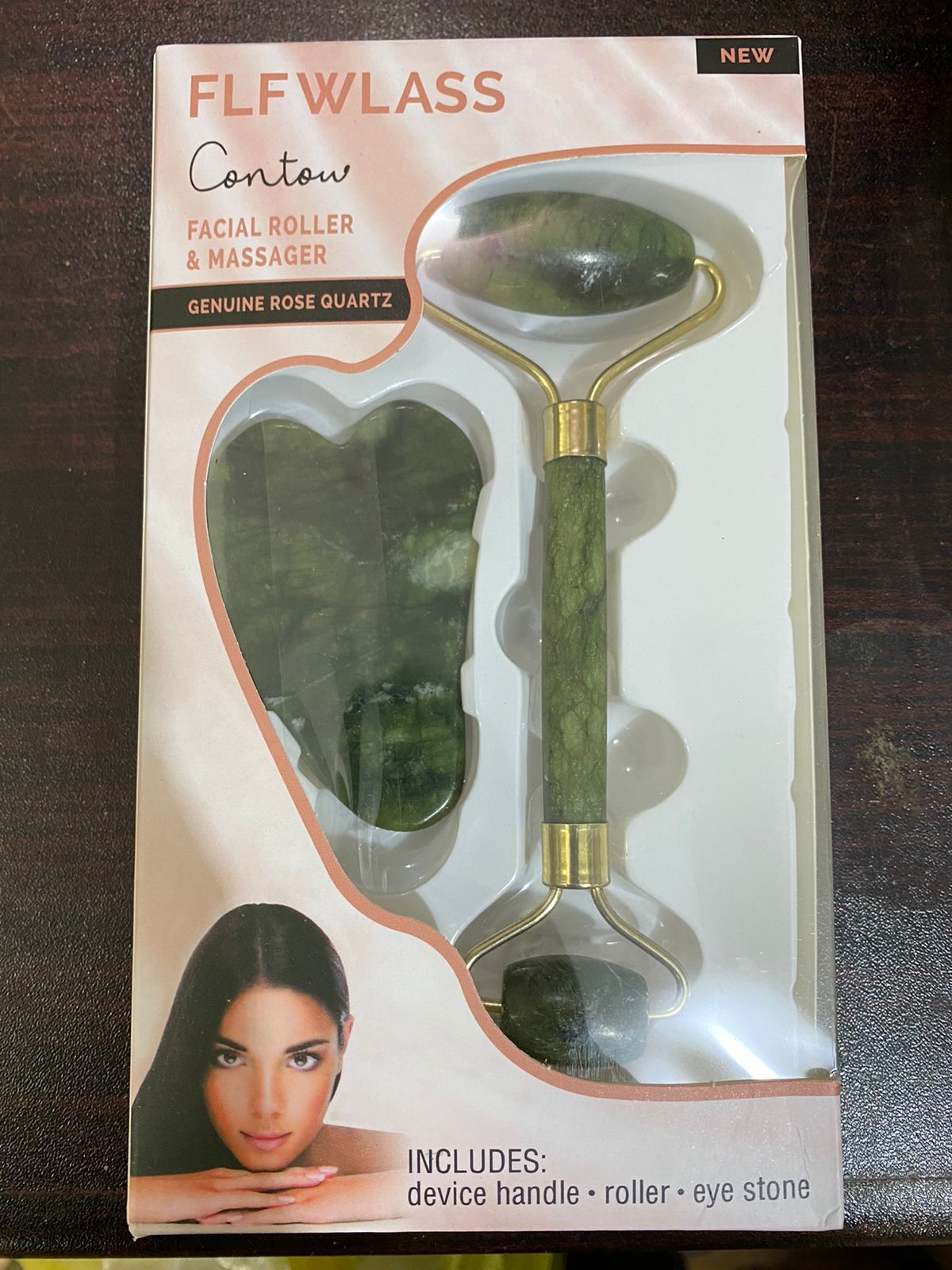 FLFWLASS Contour Facial Roller & Gua Sha Massager Set – Natural Jade Stone Beauty Kit for Face Lifting & Anti-Aging