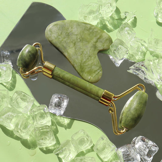 FLFWLASS Jade Roller & Gua Sha Set – Face Lifting & Anti-Aging Massager