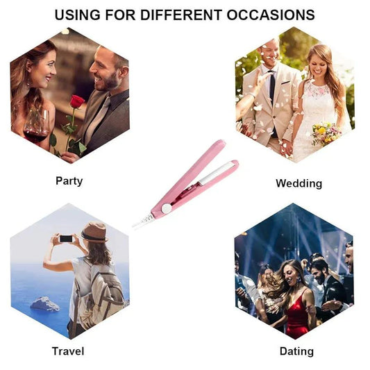 2-in-1 Mini Hair Straightener & Curler – Portable Ceramic Styling Iron