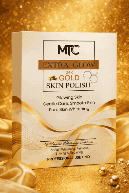 MTC International Extra Glow 24K Gold Skin Polish Kit | Professional Face & Body Brightening System – Instant Radiance Glow (Made in France)
