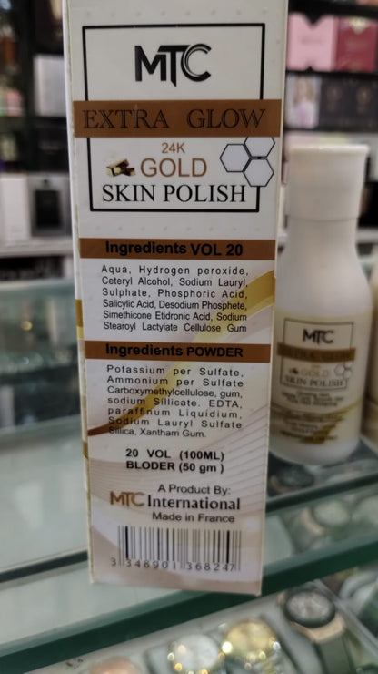 MTC International Extra Glow 24K Gold Skin Polish Kit | Professional Face & Body Brightening System – Instant Radiance Glow (Made in France)