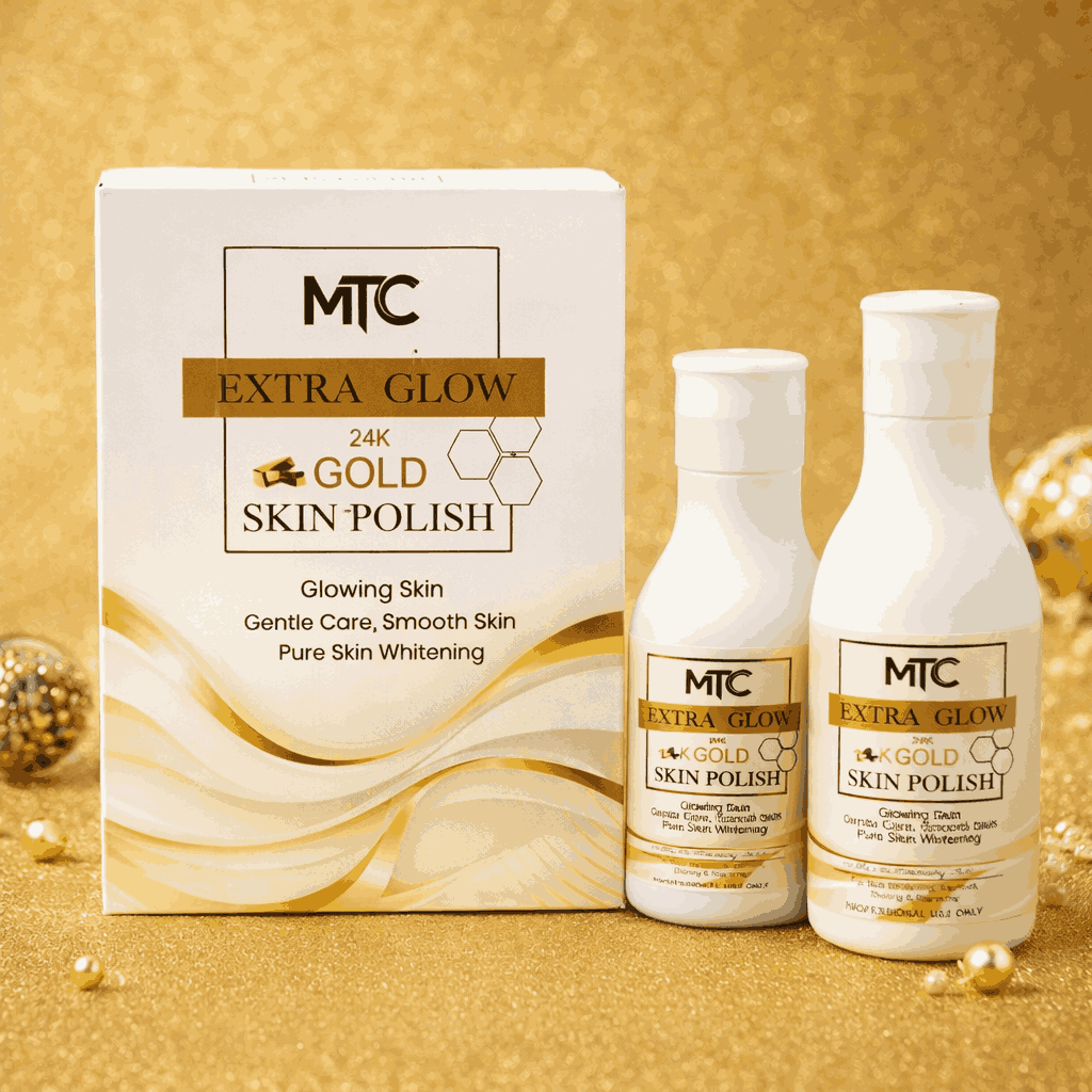 MTC International Extra Glow 24K Gold Skin Polish Kit | Professional Face & Body Brightening System – Instant Radiance Glow (Made in France)