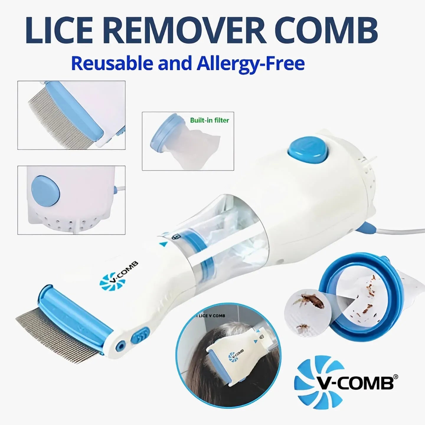 Anti Lice Metal Comb with 4 Filters | Stainless Steel Nit Removal Comb